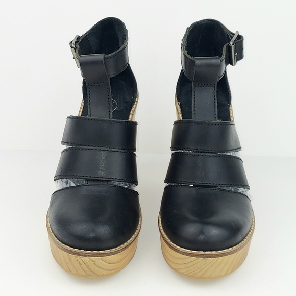 Free People Mix It Up Black Leather Platform Clog Heels EU40 - Picture 3 of 12